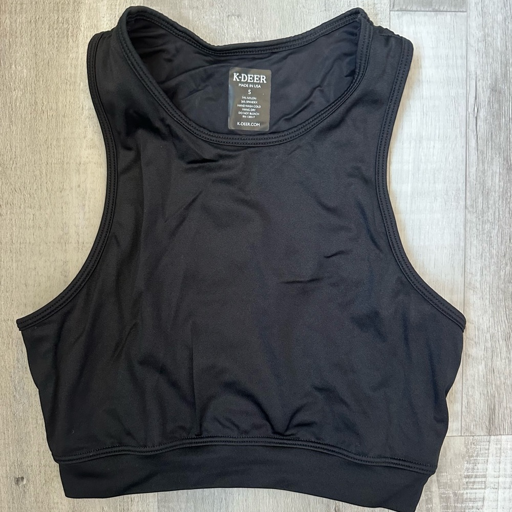 K-Deer Women's Pocket Crop Top Black Small